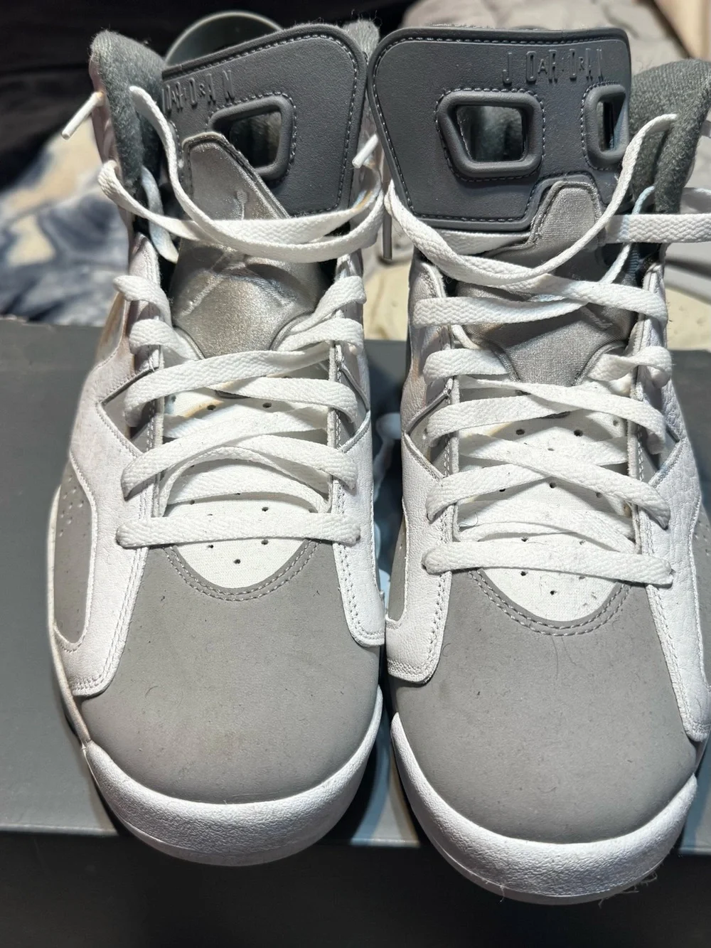 Jordan Grey and White Sneakers